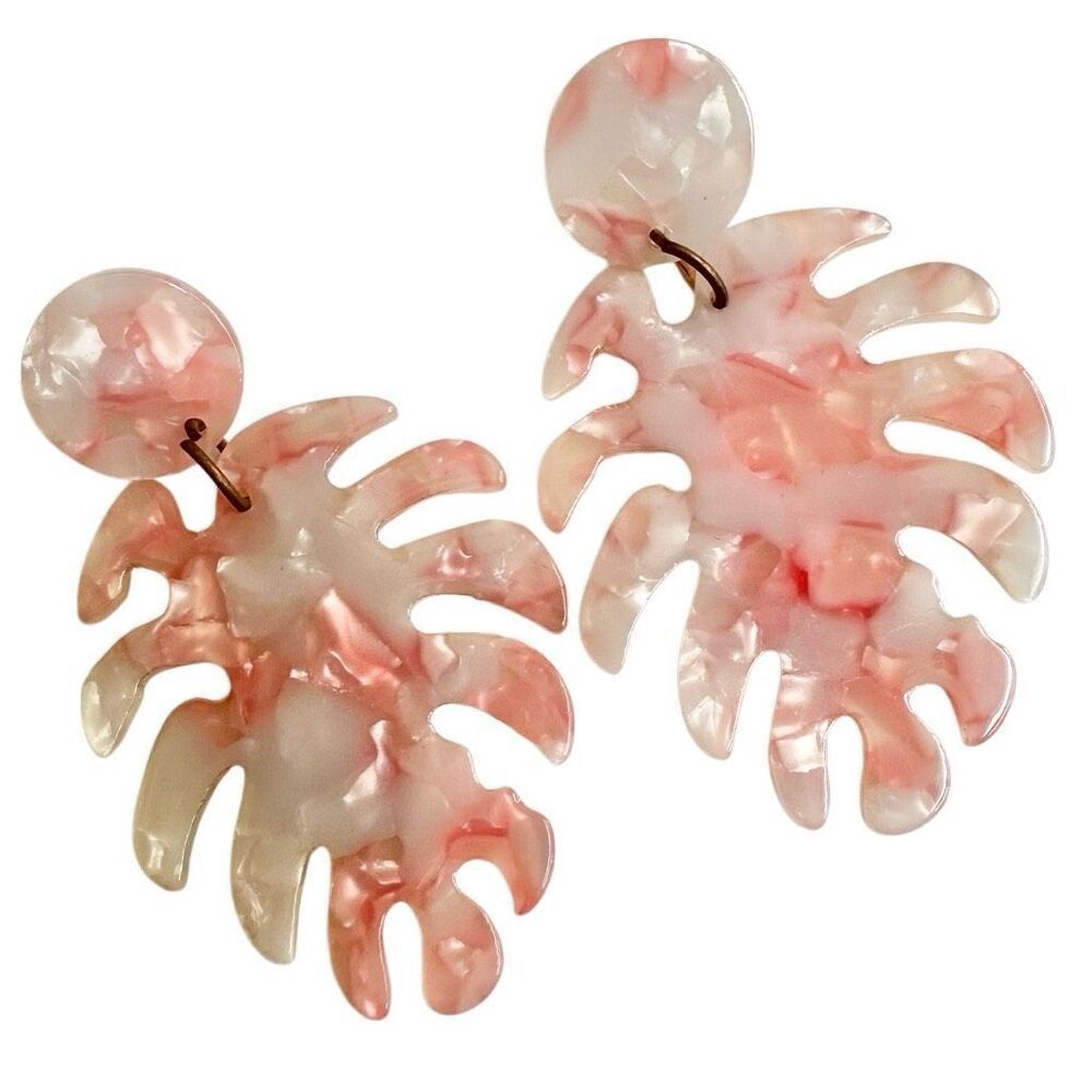 Acrylic leaf statement earrings
